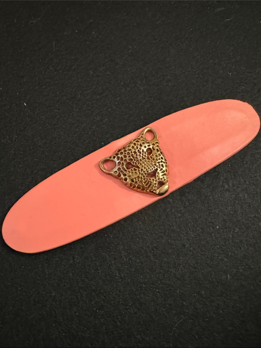 Coral Slap Bracelet with Gold Leopard Accent - Women Jewelry Bracelets